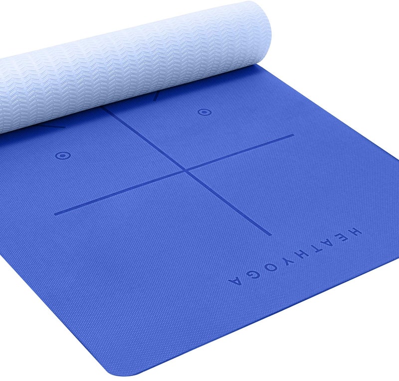 Heathyoga Eco Friendly Non Slip Yoga Mat, Body Alignment System, SGS Certified TPE Material - Textured Non Slip Surface and Optimal Cushioning,72"x 26" Thickness 1/4" Pink - Image 1